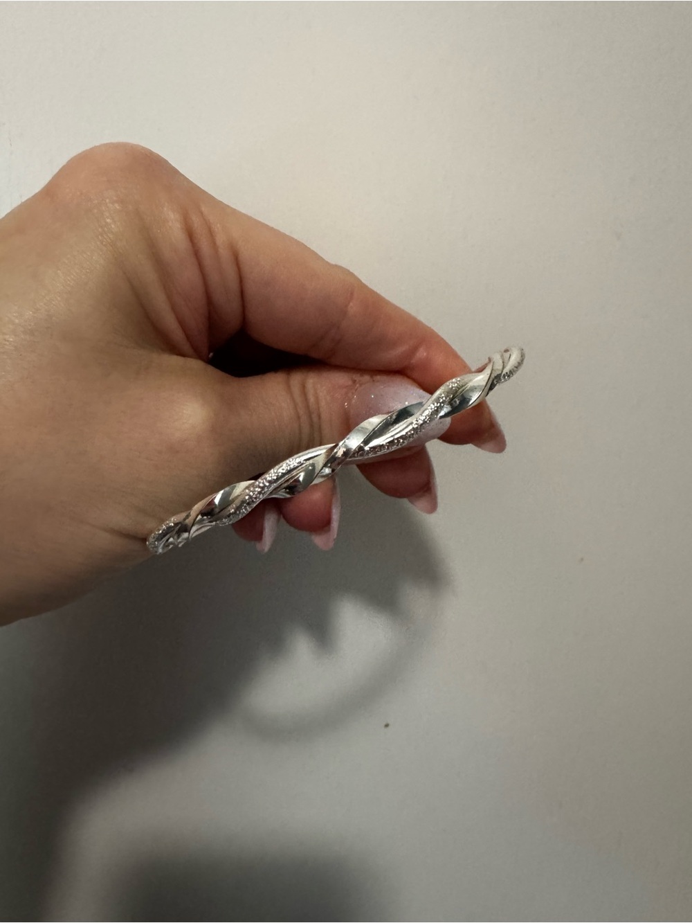 Silver Twisted Bangle Bracelet CZ